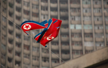 North Korean flag flies on Pyongyang