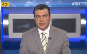 Still from the video showing the ET3 presenter with a pornographic film being shown behind him by accident