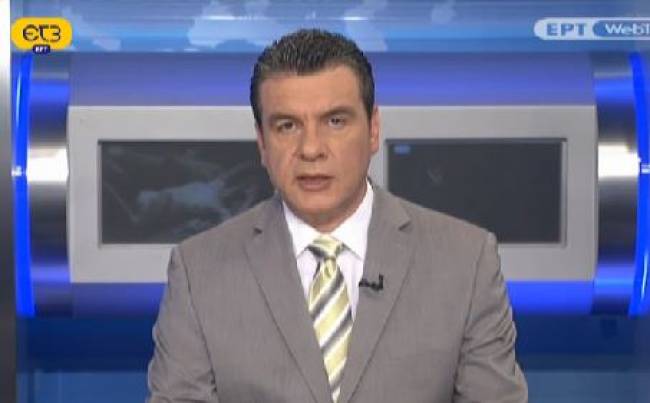 Still from the video showing the ET3 presenter with a pornographic film being shown behind him by accident