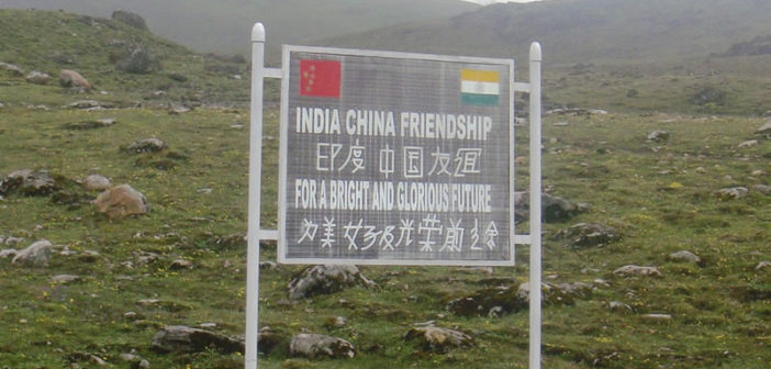 A sign at Sela Lake near the India-China border