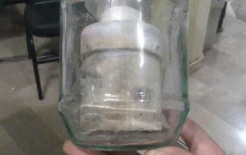 Still from YouTube by Brown Moses video reportedly showing a chemical weapon canister used in Syria