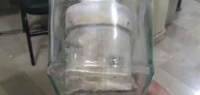 Still from YouTube by Brown Moses video reportedly showing a chemical weapon canister used in Syria
