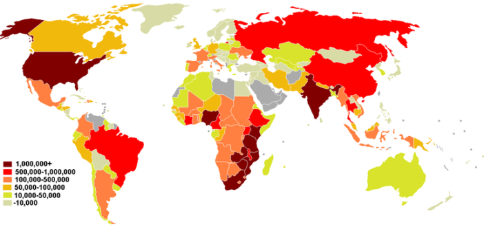 Estimated number of people in the world living with HIV/AIDS in 2008