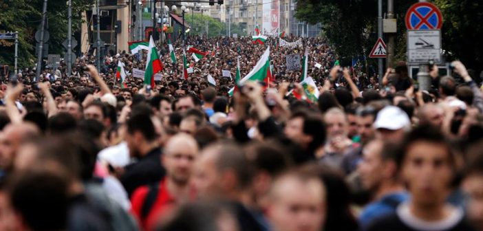 Thousands gather to protest in the streets of Sofia