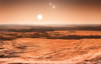 Artists impression from planet orbiting Gliese 667C