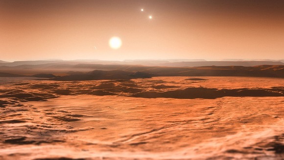 Artists impression from planet orbiting Gliese 667C