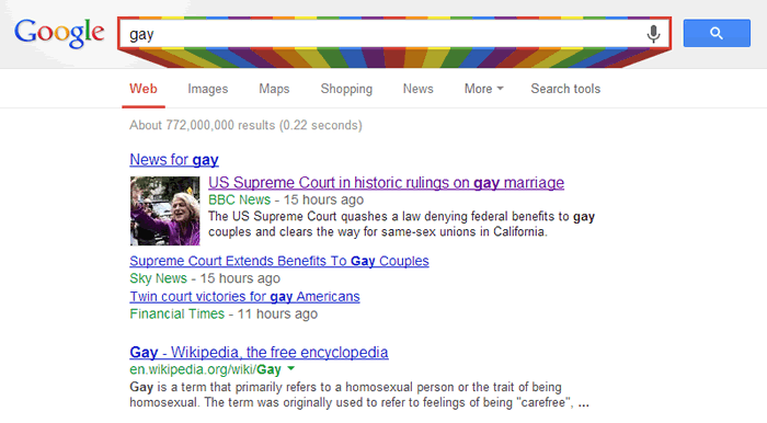 Google's "gay" easter egg