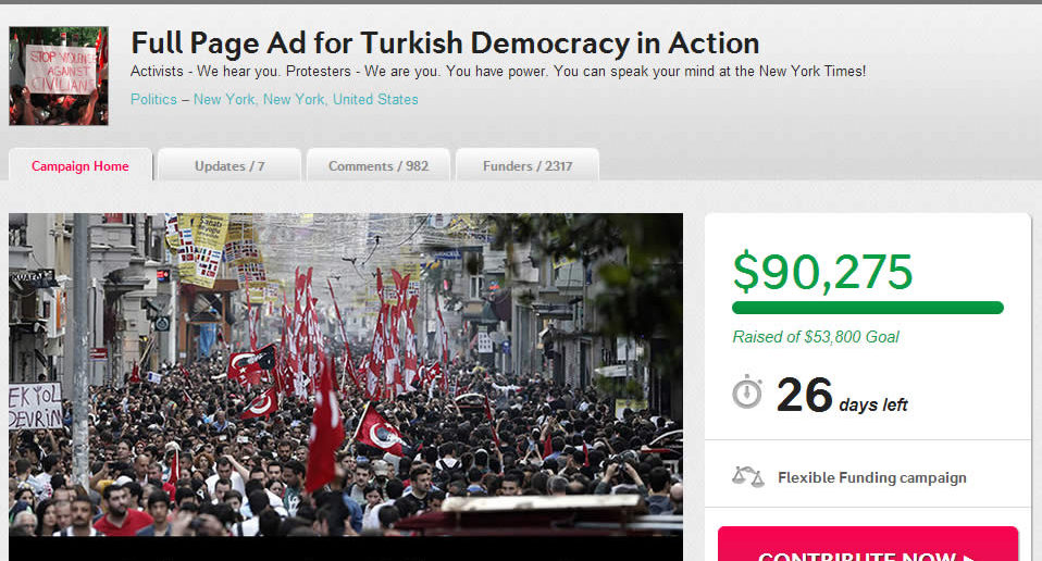 Indiegogo: Full Page Ad for Turkish Democracy in Action
