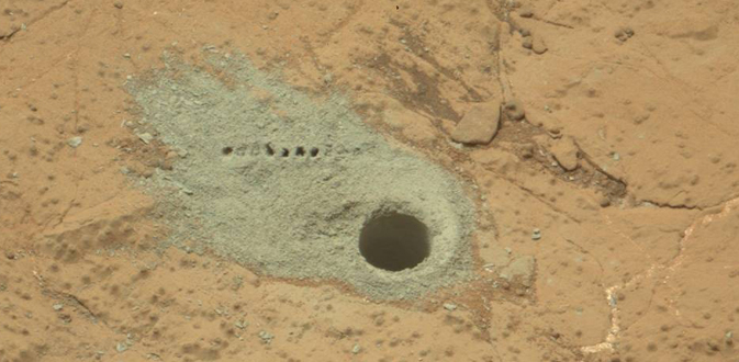 Mars surface drilled by Curiosity rover