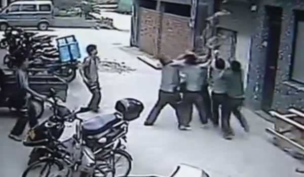 Men catch a toddler falling from a fourth floor window in China