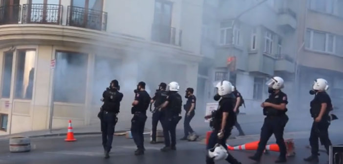 Riot police in Taksim Square, Istanbul