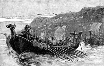 Illustration of a Viking longship