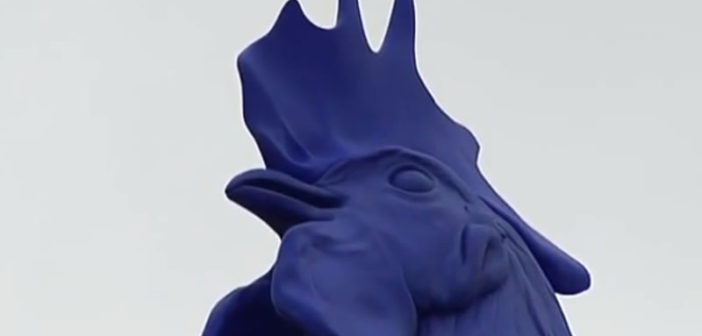 Blue cockerel sculpture in Trafalgar Square