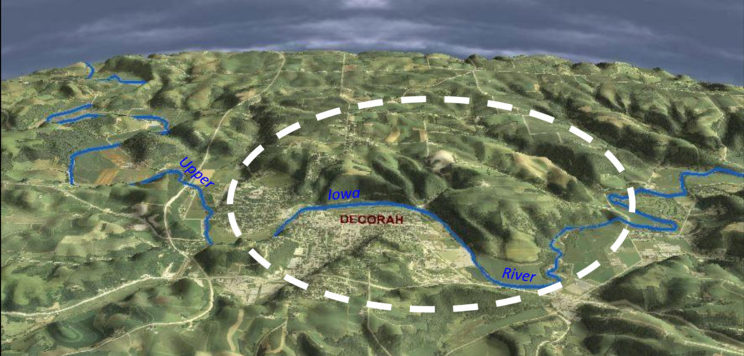 Airborne geophysical survey of meteor crater under Decorah, Iowa