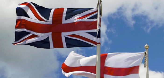 British Union Jack and English St. George's Cross