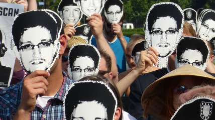 Protesters supporting Edward Snowden