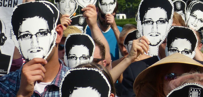 Protesters supporting Edward Snowden