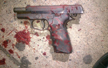 A gun recovered at the scene