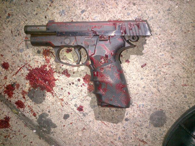 A gun recovered at the scene