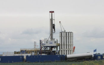 A drilling rig testing for the possibility of fracking in Lancashire