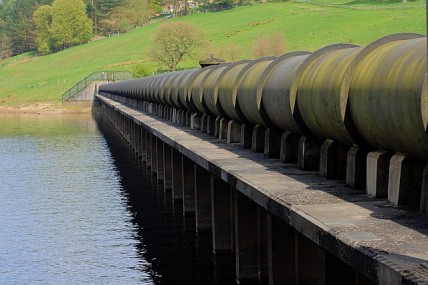 Water pipes at the Ladybower Reservoir