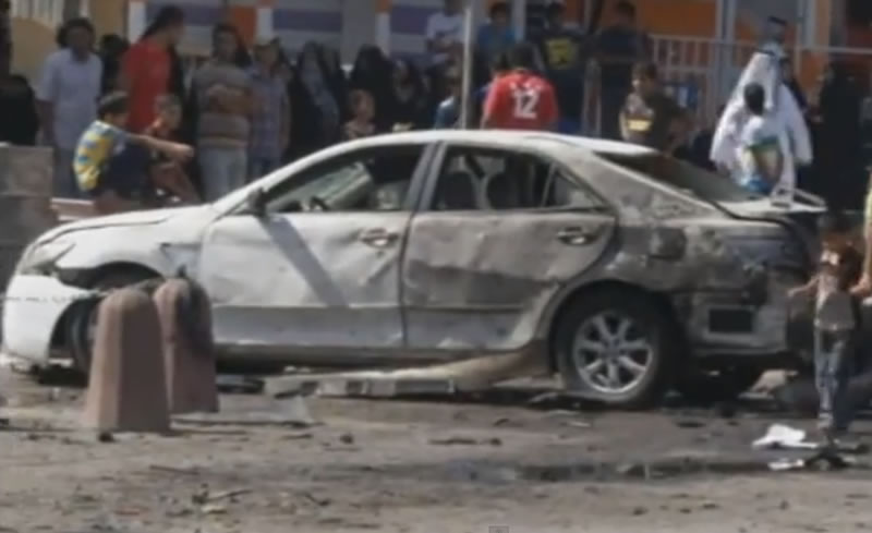Destruction from a car bomb in Baghdad, Iraq