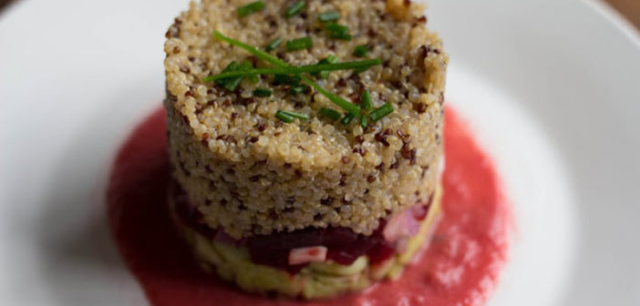 Broad beans, beetroot and quinoa salad