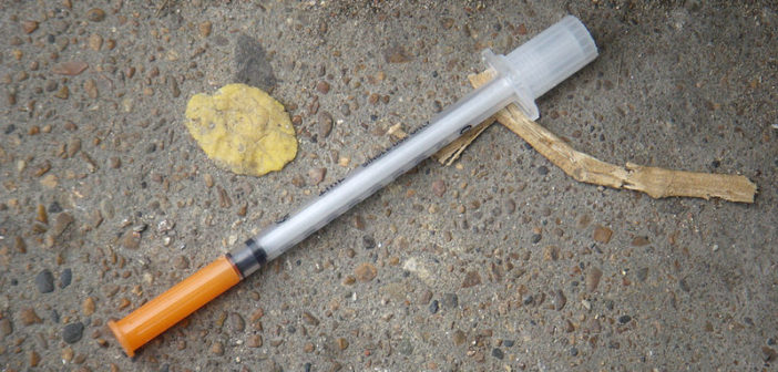 Discarded heroine needle