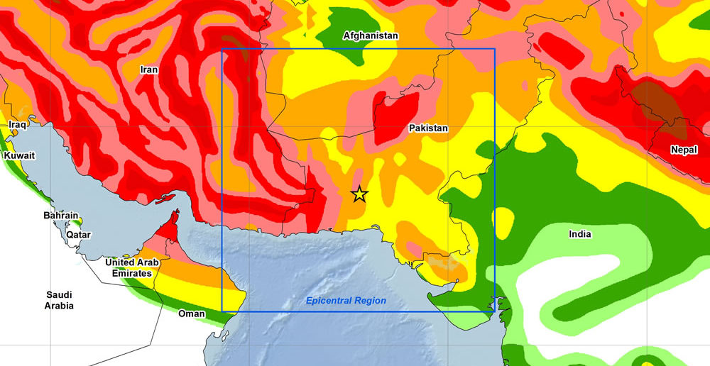 Ground acceleration map of Pakistan earthquake