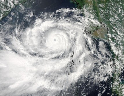 Cyclone Phailin approaching the Indian coast