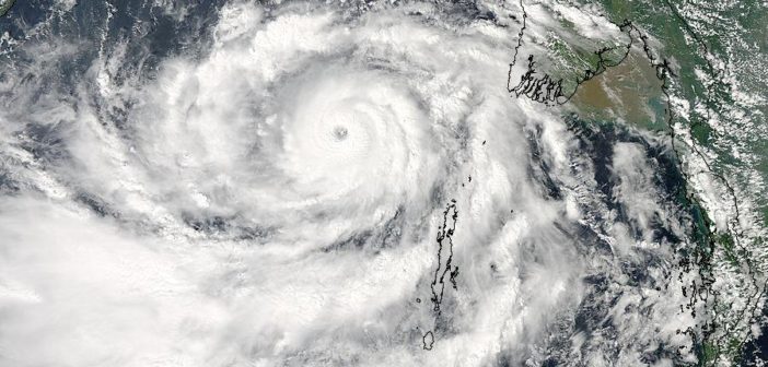 Cyclone Phailin approaching the Indian coast