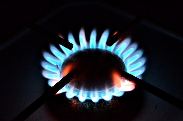 Gas blue flame