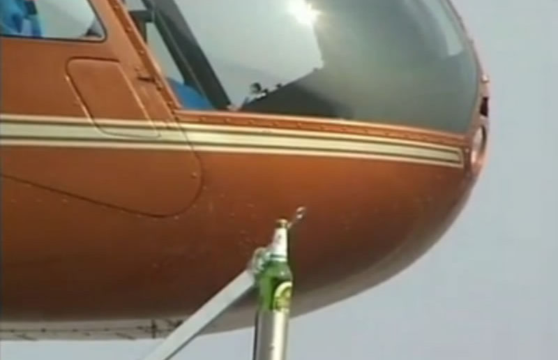 Helicopter opens beer