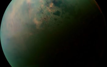 False-color mosaic, made from infrared data collected by NASA's Cassini spacecraft