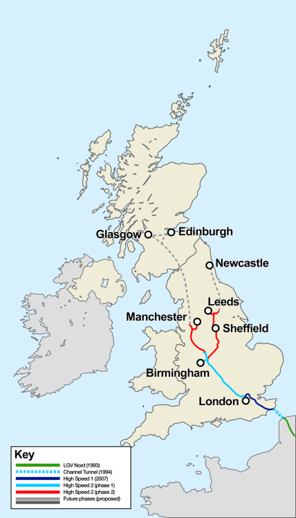 UK High speed rail map