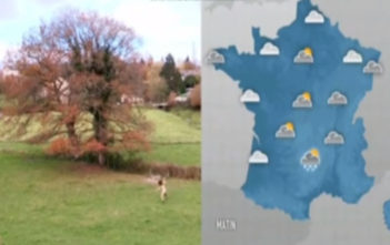 French weather girl presents show naked