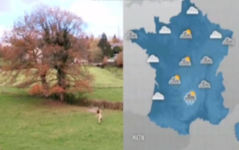 French weather girl presents show naked