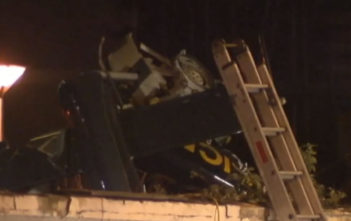 Wreckage from helicopter crash in Glasgow