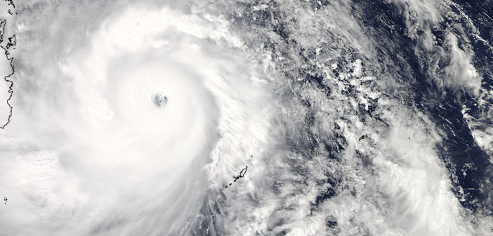 Satellite image of Typhoon Haiyan approaching the Philippines