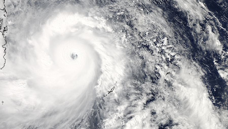 Satellite image of Typhoon Haiyan approaching the Philippines