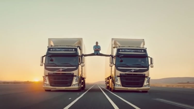 Jean-Claude Van Damme does the splits in an advert for Volvo Trucks