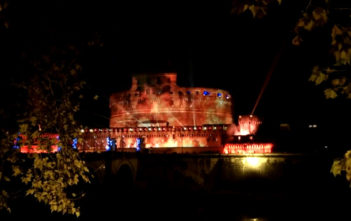 Sony PS4 launch in Rome with a dragon and castle