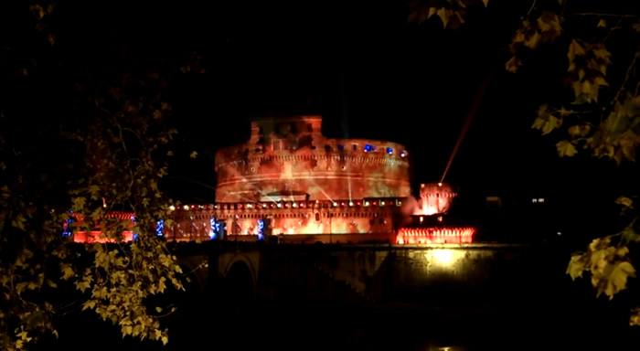 Sony PS4 launch in Rome with a dragon and castle