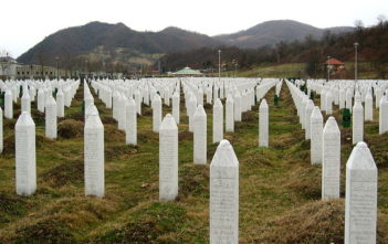 Gravestones at the Potočari genocide memorial near Srebrenica