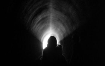 Silhouette in a tunnel