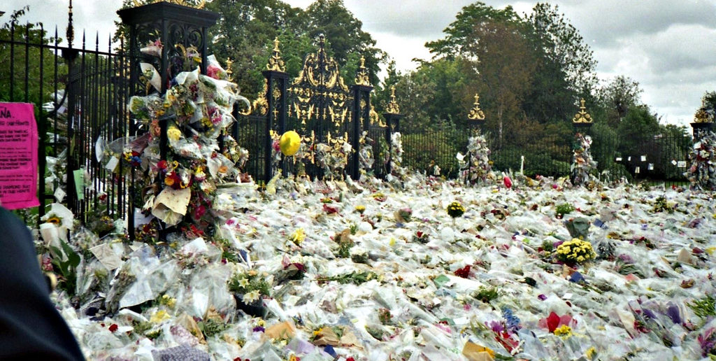 Flowers at Kensington Palace remembering Princess Diana