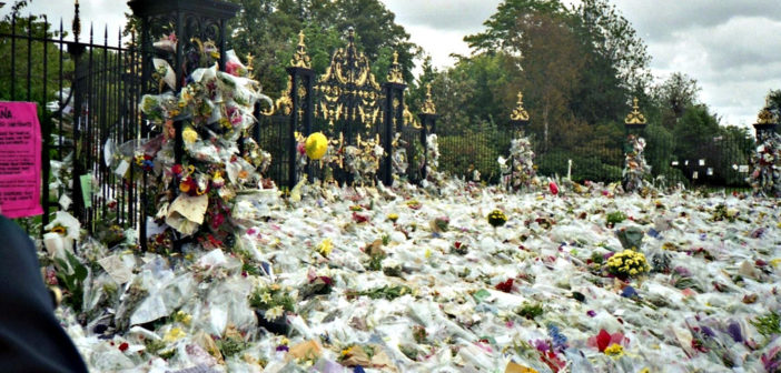 Flowers at Kensington Palace remembering Princess Diana