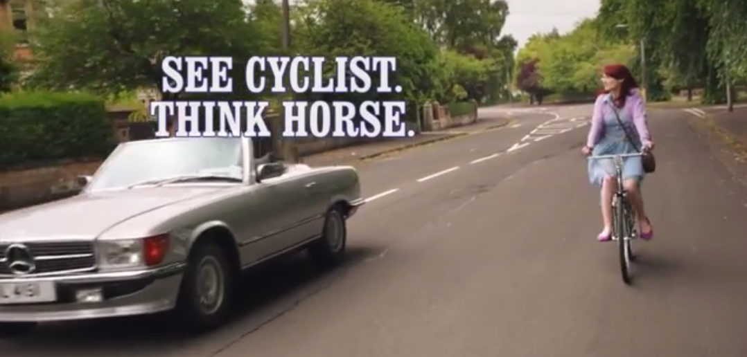 See cyclist, think horse Tv ad