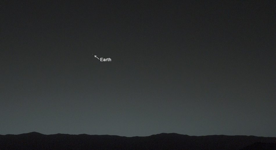 An image taken of Earth from the surface of Mars by NASA's Curiosity Mars rover.