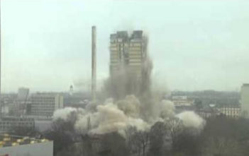 Frankfurt university tower demolition video